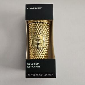 Starbucks Las Vegas Gold Cold Cup Keychain Mini Tumbler Charm NWT